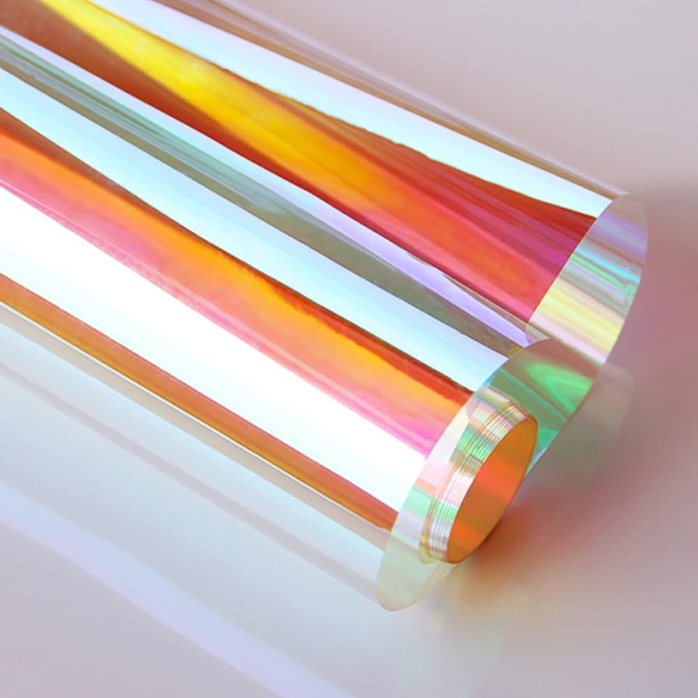 Film adhésif holographique irisé pour fenêtre, verre vinyle caméléon effet arc-en-ciel pour les bure