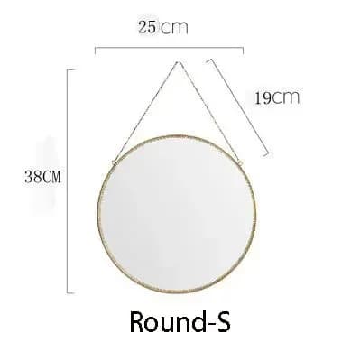 Miroirs décoratifs de maquillage, miroir mural suspendu Hexagonal rond en laiton doré, Style nordiqu