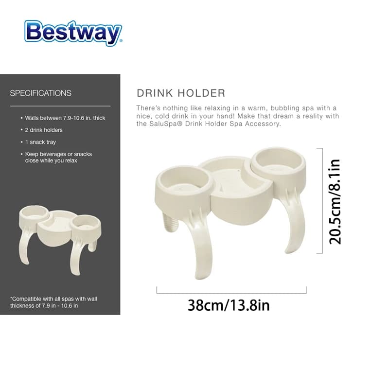 Bestway 60306 1PC SaluSpa 1 Plateau pour 2 Boissons Accessoires pour Spa et Bain à Remous Extérieur 