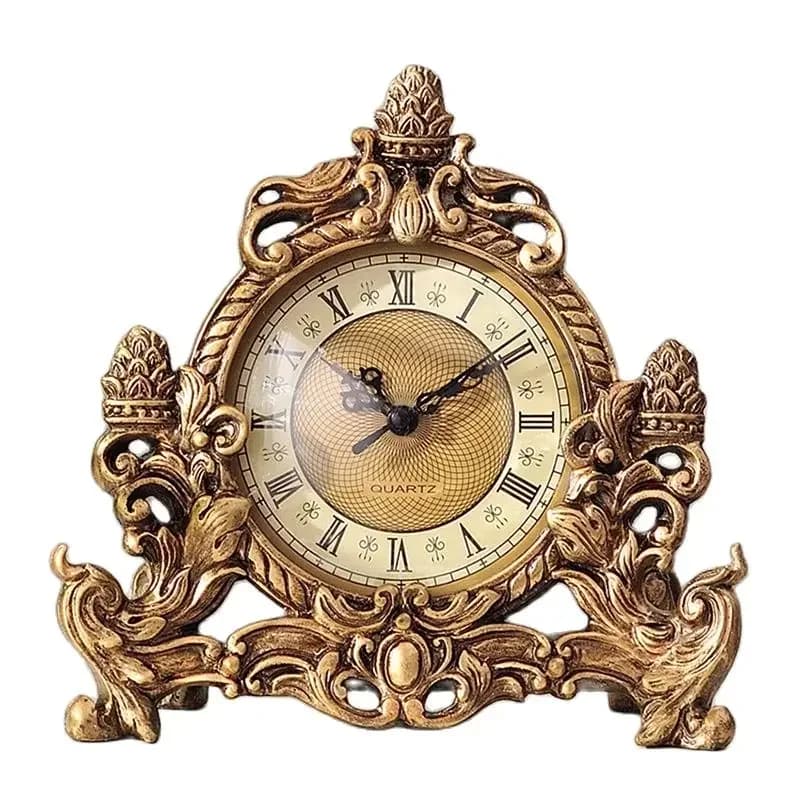 Horloge analogique de bureau et de table rétro de style européen, à piles, avec mécanisme de balayag
