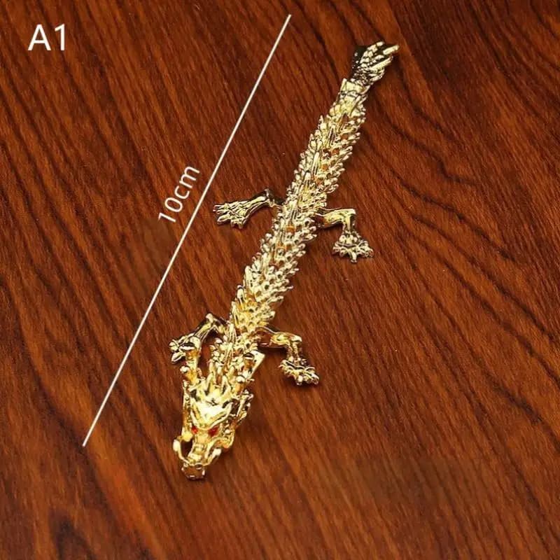 Statue de dragon doré en alliage 3D avec membres mobiles-décoration de bureau à domicile, symbole de
