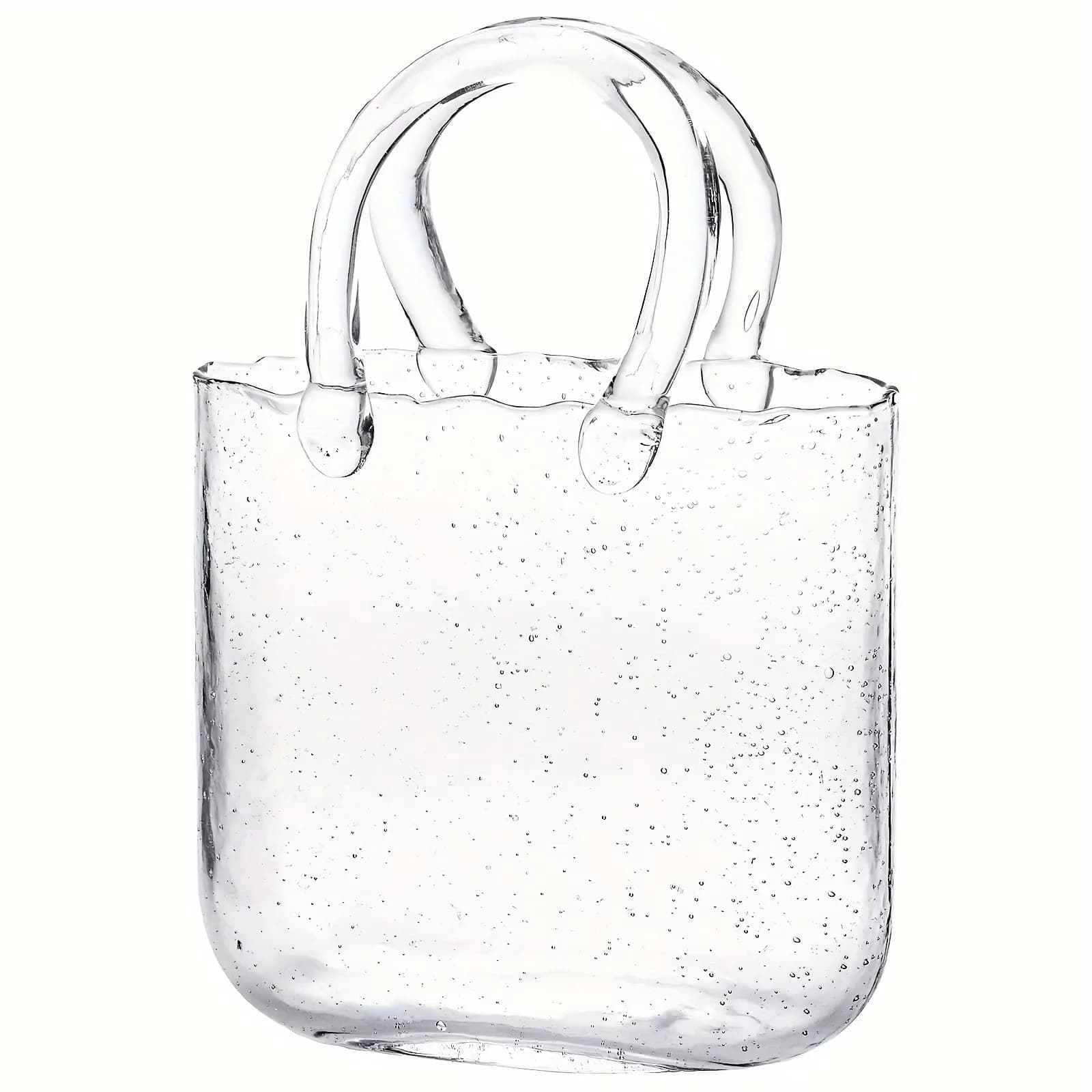 Vase à main en verre pour fleurs, Vase à sac transparent, Vase en forme de sac à main, Vase décorati