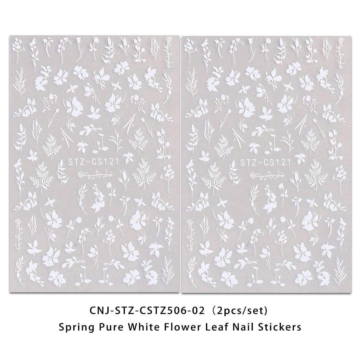 Autocollants pour ongles à fleurs blanches de printemps, 2 pièces, faciles à appliquer pour la décor