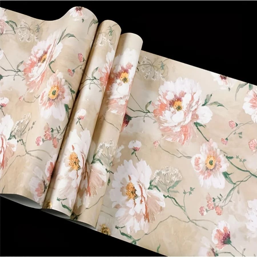 Papier peint auto-adhésif à fleurs rurales, autocollant mural imperméable et résistant à l'humidité,