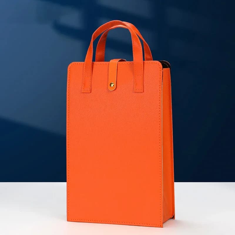 Sac pliant à vin en cuir, porte-vin réutilisable, sac à main Double boîte-cadeau de vin rouge avec p