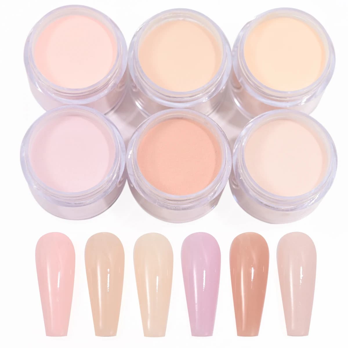 Filet de poudre acrylique pour Nail Art, 6 couleurs, chair/rose, 7g x 6 pots pour Extension d'ongles