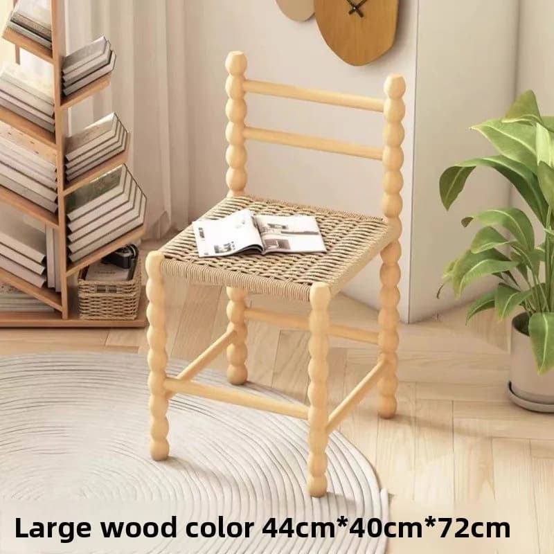 Tabouret moderne en corde de rotin, chaise de salle à manger de styliste Vintage, dossier en bois ma