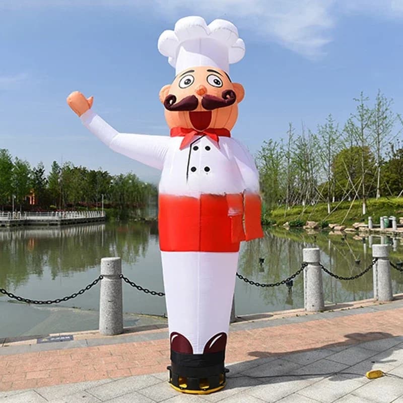 Sky Tubeman 2,5 m Air Dancers Gonflables en forme de Chef Cuisinier, Ballons Publicitaires de Bienve