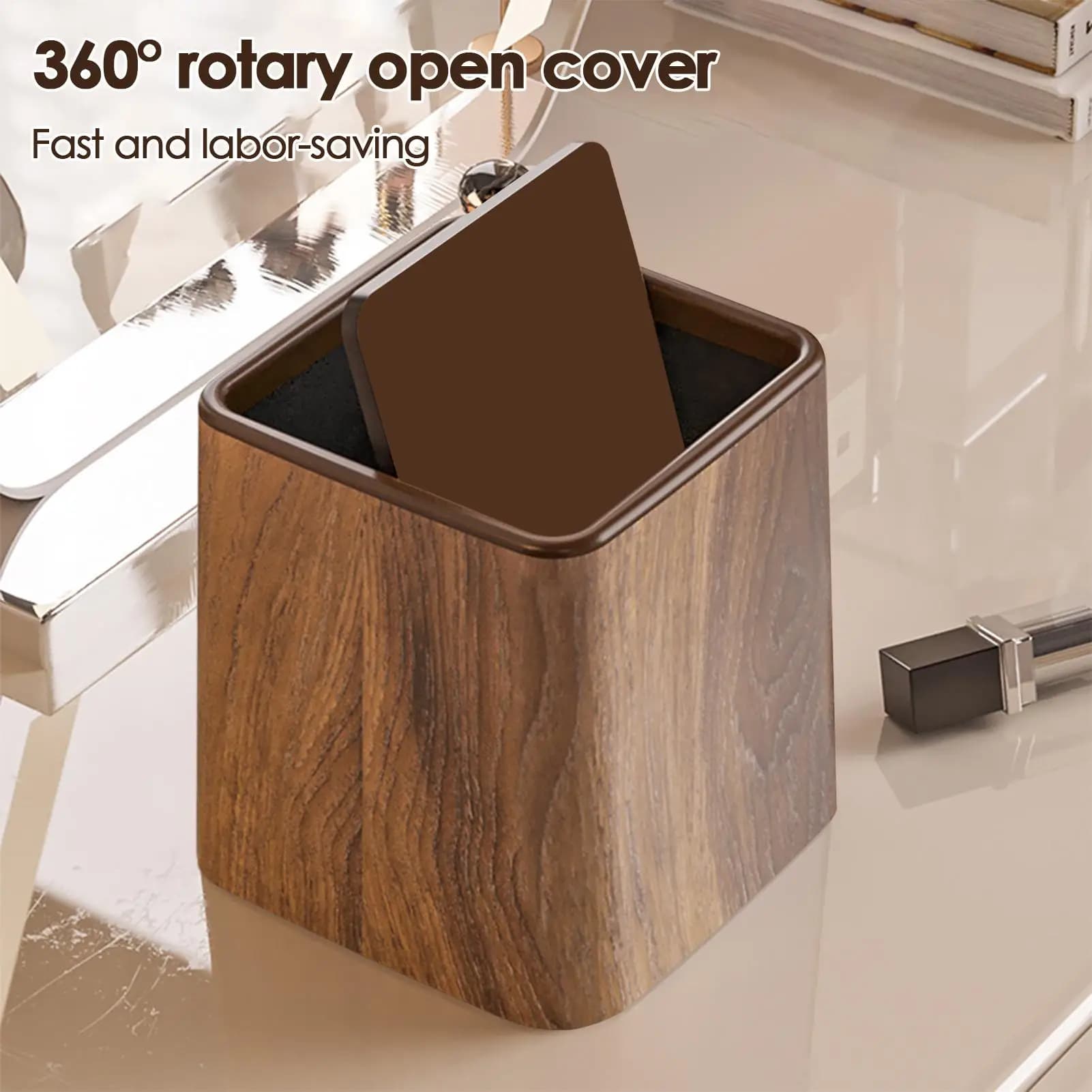 Petite poubelle de bureau avec couvercle, conteneur de rangement peu encombrant, accessoires pour ch