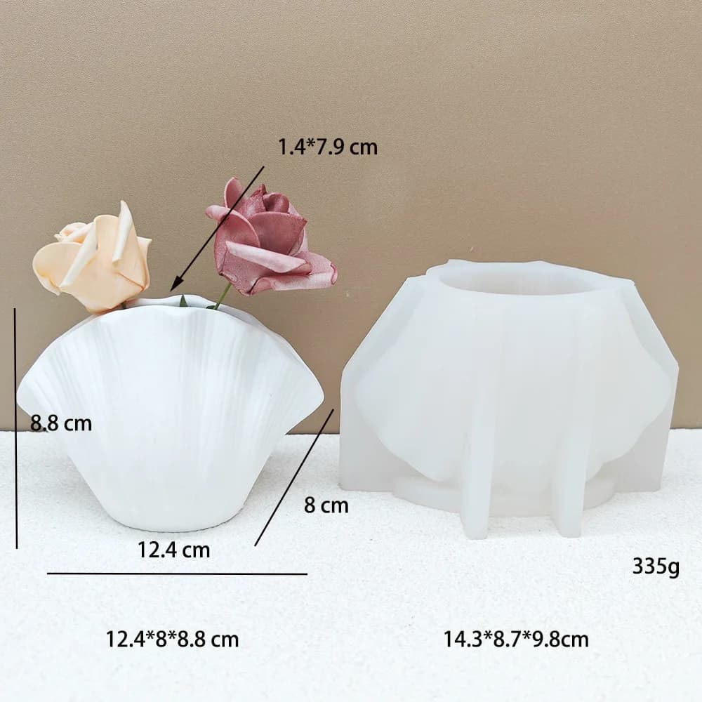 Moule en silicone pour vase de fleurs séchées en forme de coquillage, bouche étroite, moules en béto