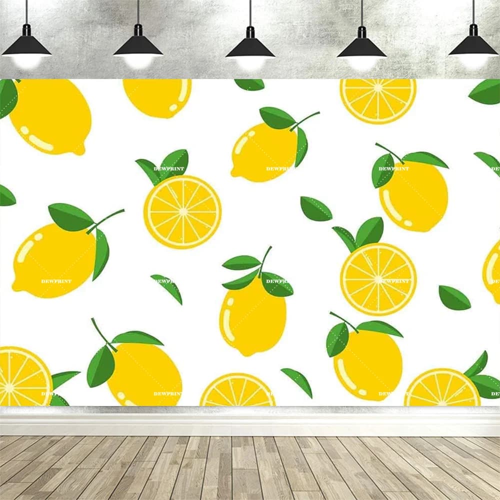 Dewprint jaune citron fête d'anniversaire décors pour fête décoration murale limonade rose fond Phot