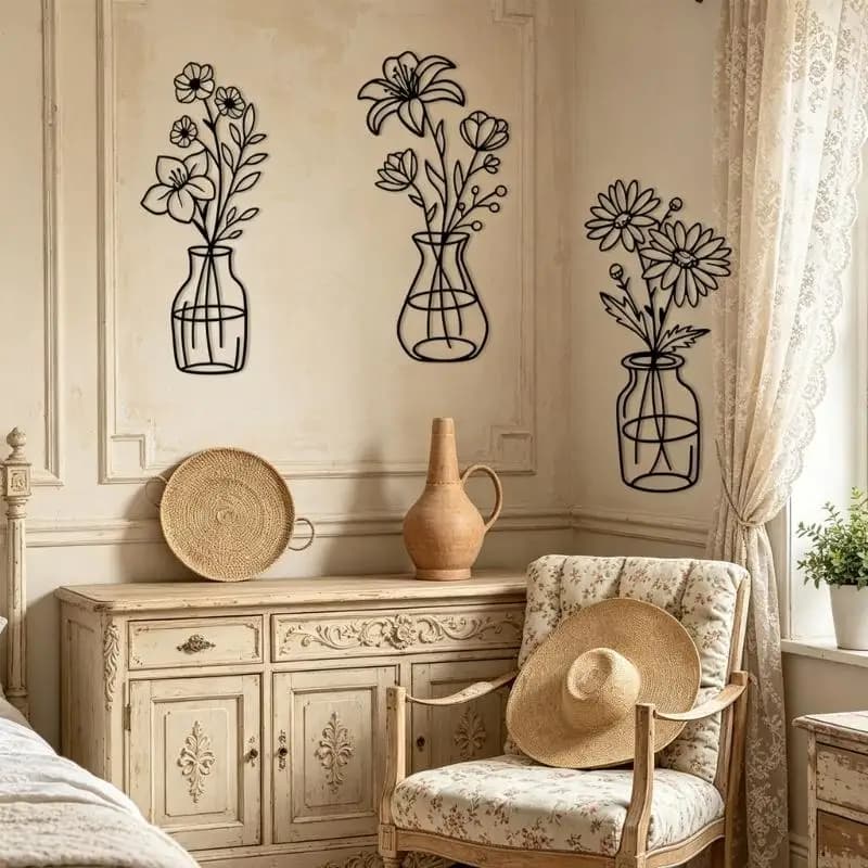 Décors ferme rustiques, décorations murales fleurs pour salon, salle bains, chambre à coucher, fleur