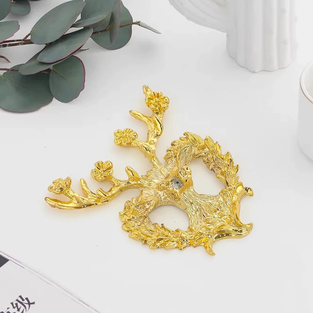 Ornement de tête de cerf d'amour en métal 3D, artisanat créatif de bon augure, décorations de salon 