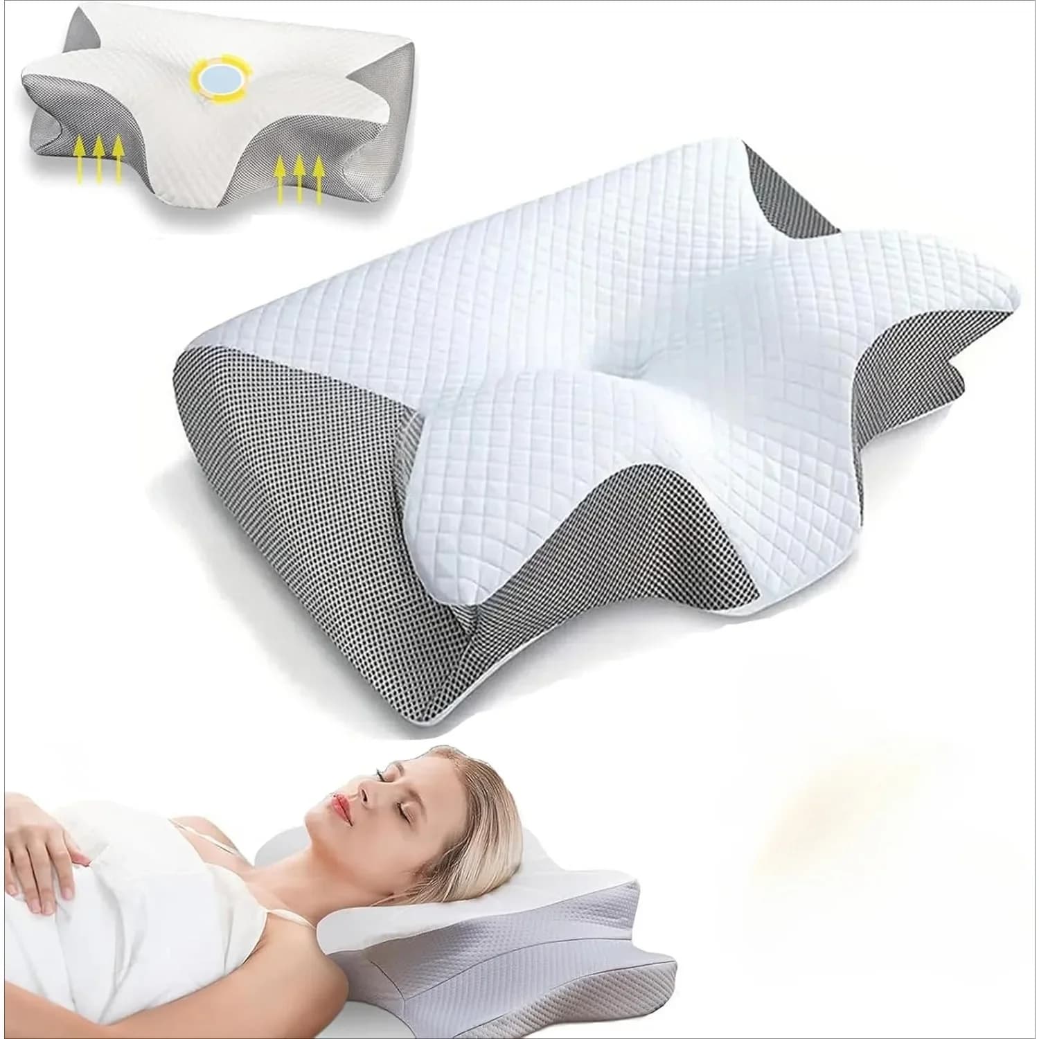 Oreiller d'apnée du sommeil, oreiller cervical amélioré en mousse à mémoire de forme pour l'apnée du