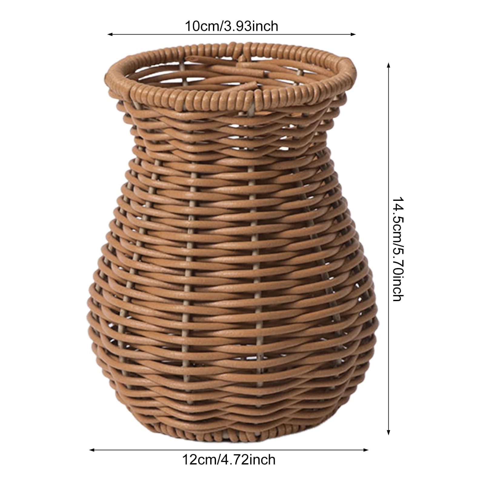 Vase à fleurs en rotin plastique tissé à la main pour fleurs séchées, décoration créative pour la ma
