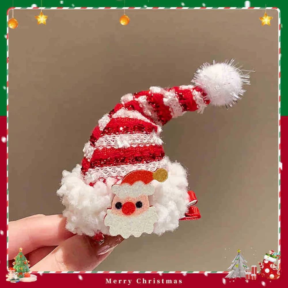 Joyeux noël décor chapeau de noël épingle à cheveux paillettes père noël enfants cerf bois pince à c