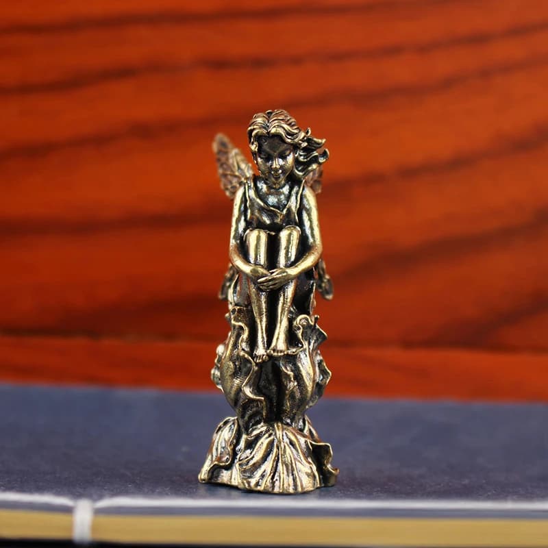 Statue de cupidon rétro en cuivre, dieu d'amour, petits ornements, Figurines d'ange en laiton, acces