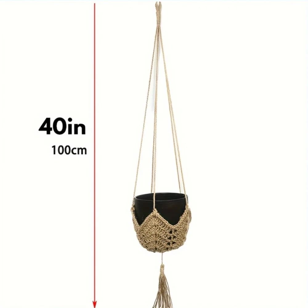 Panier suspendu en rotin tressé bohème, long support pour plantes, décoration de jardin intérieur/ex