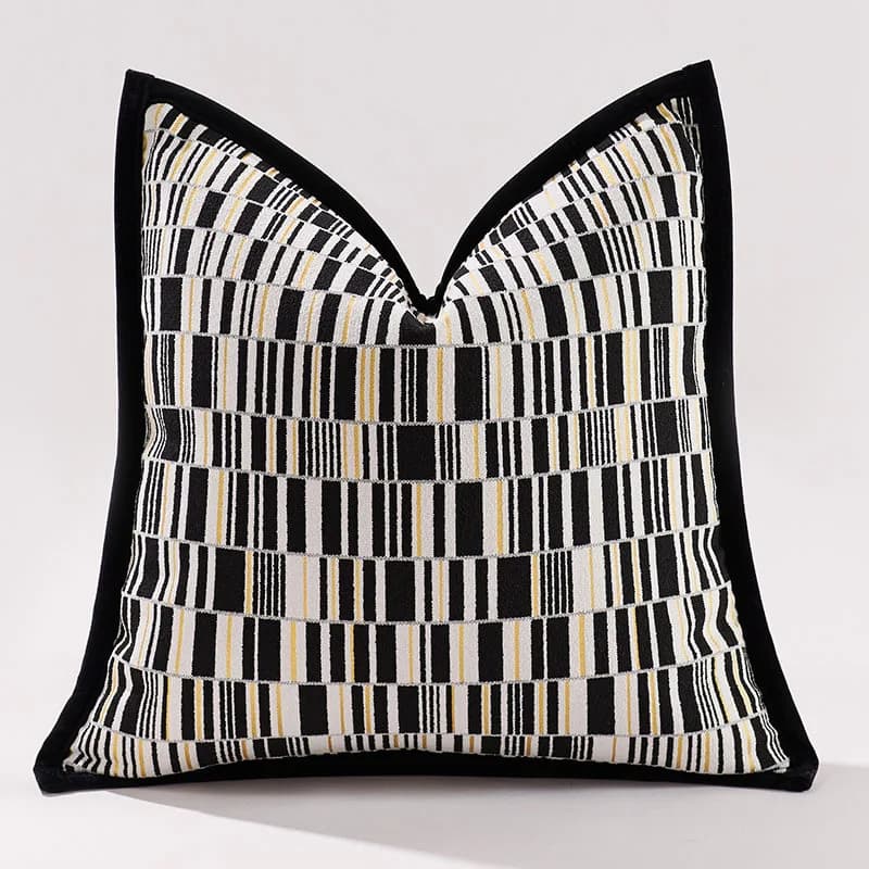 Housse de coussin géométrique noir blanc marron, taie d'oreiller décorative pour lit, canapé, salon,