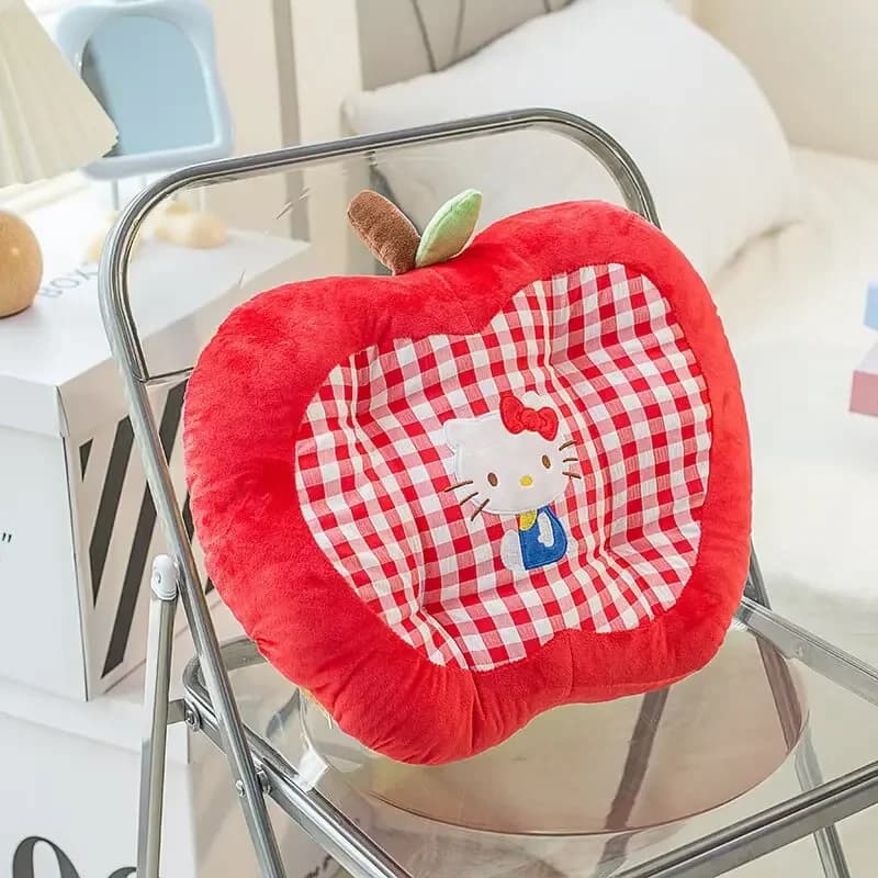 Coussin en peluche en forme de pomme Hello Kitty, mignon, coussin de siège de chaise de dessin animé