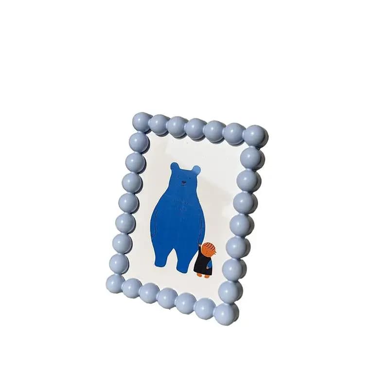 Adorable cadre photo à bordure perlée, support décoratif pour photos de bureau, pour chambre d'enfan