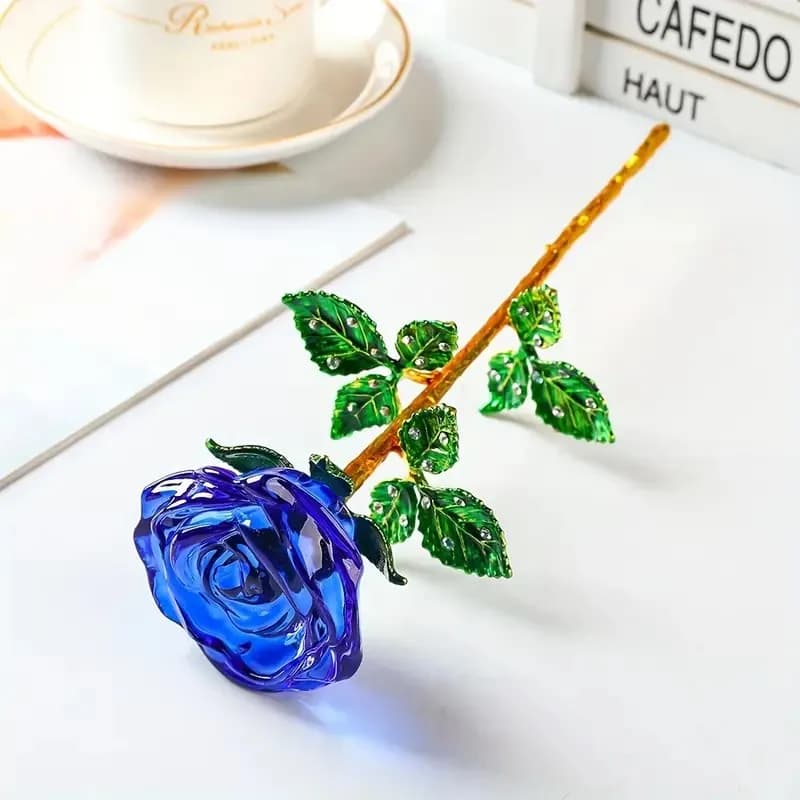 Fleurs artificielles cristal verre Rose fleur branche Roses rouges artificielles faveurs de la saint