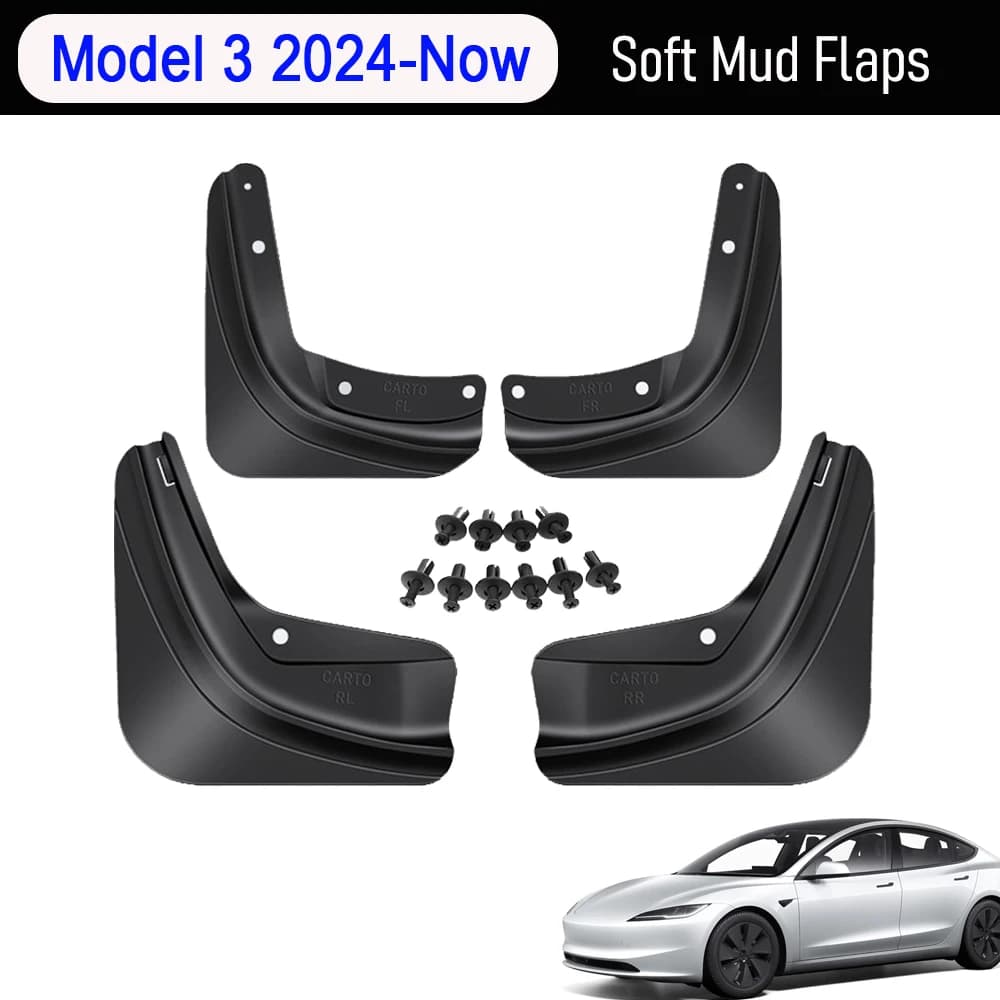 Accessoires pour Tesla Model Y et Model 3 2025-2026 : Bavettes anti-éclaboussures toutes saisons, pr