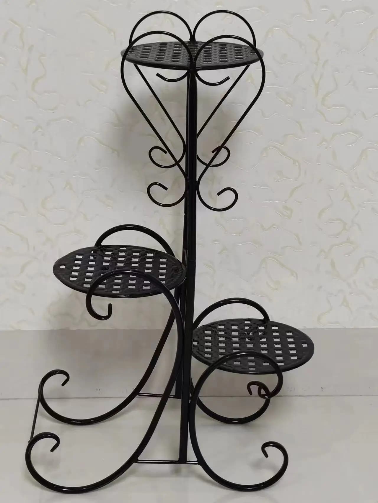 Supports de plantes en métal noir, supports d'angle mignons pour jardin, rangement extérieur, mobili