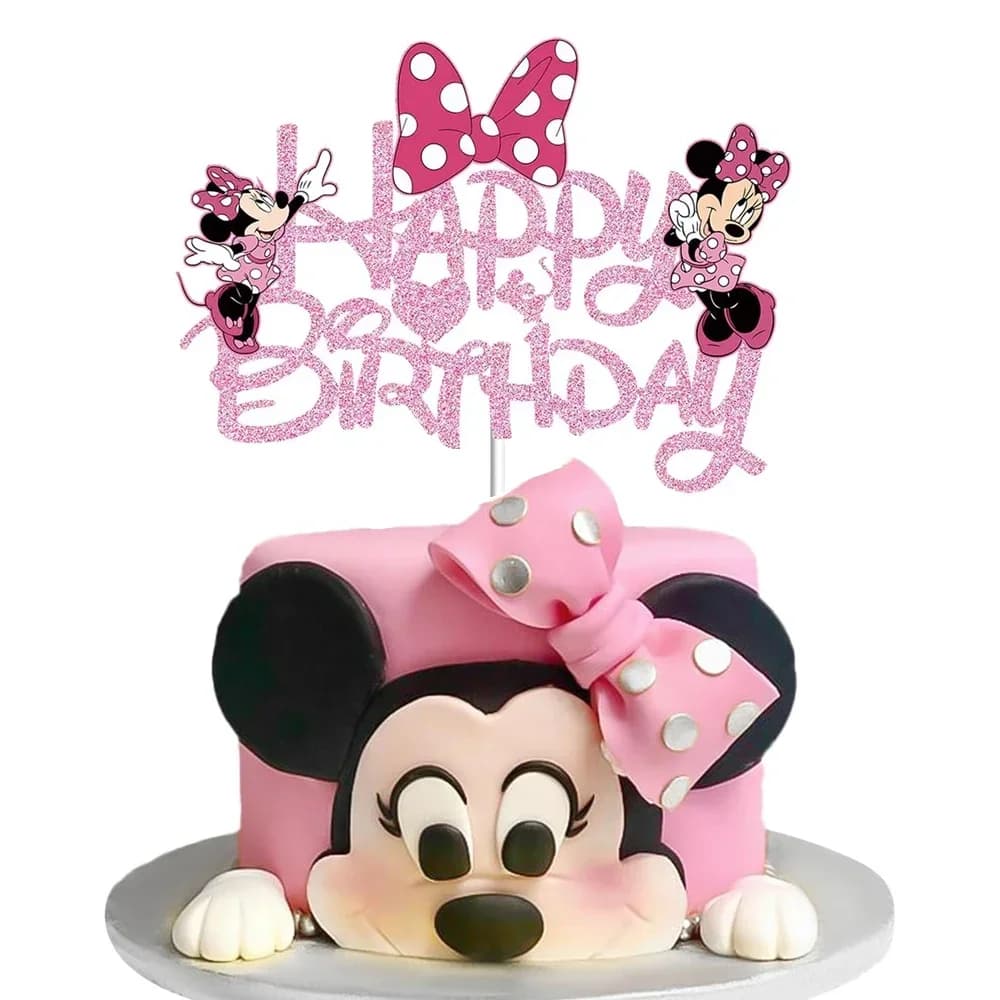 Fournitures de fête d'anniversaire Minnie Mouse, vaisselle rose, assiette, nappe pour réception-cade