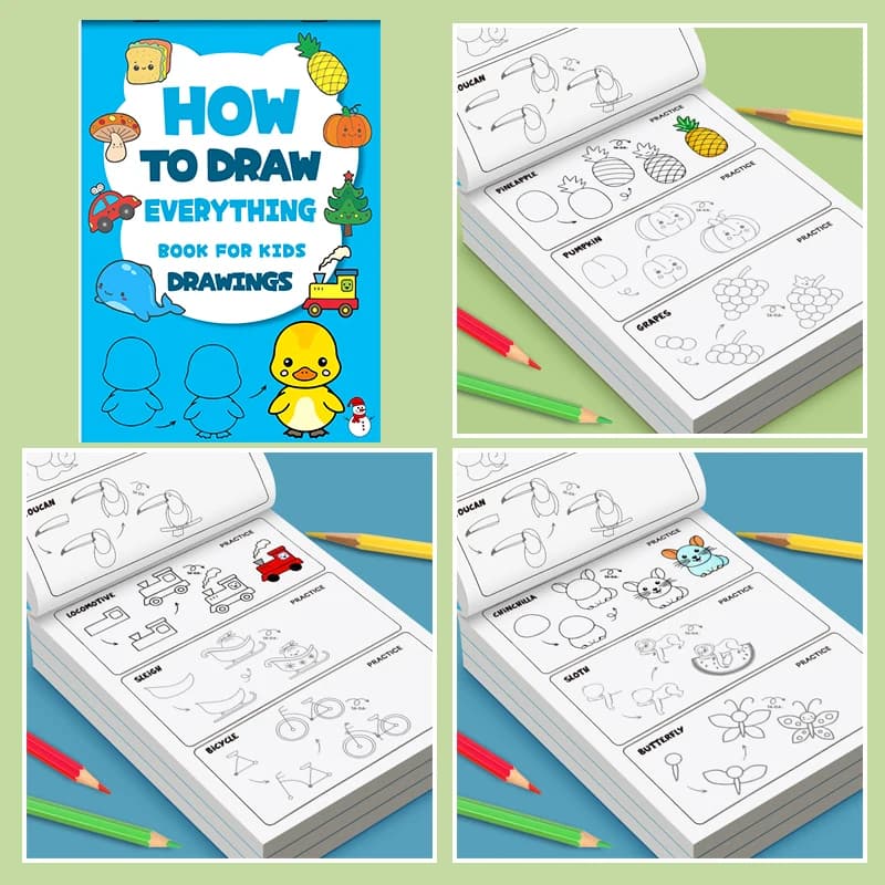Livre d'apprentissage artistique pour enfants - Comment dessiner tout-en-un en suivant des étapes si