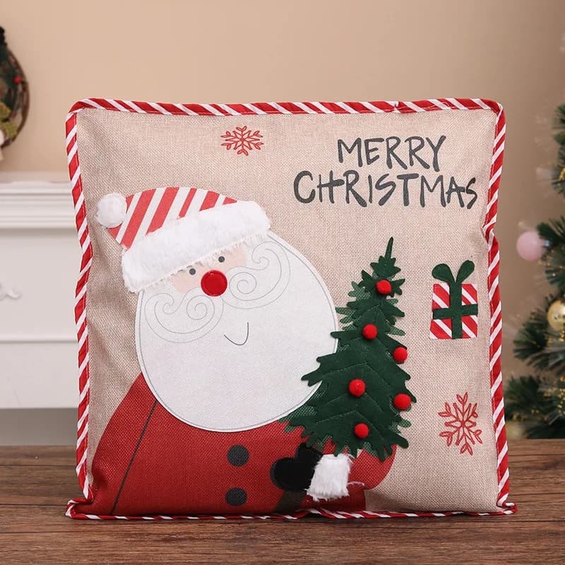 Housse de coussin 3D de noël, bonhomme de neige, motif d'élan, taie d'oreiller, pour canapé, pour la