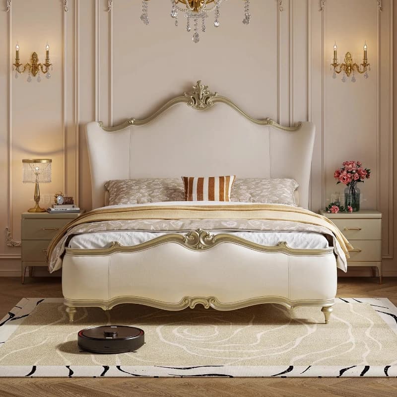 Lits De Chambre à coucher esthétiques, lit français rembourré à double cadre, luxe, grande princesse