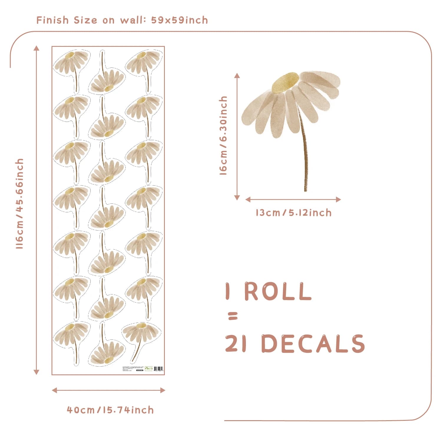Boho chute fleurs Stickers muraux pour chambre d'enfants décor à la maison salon vinilo decorativo p