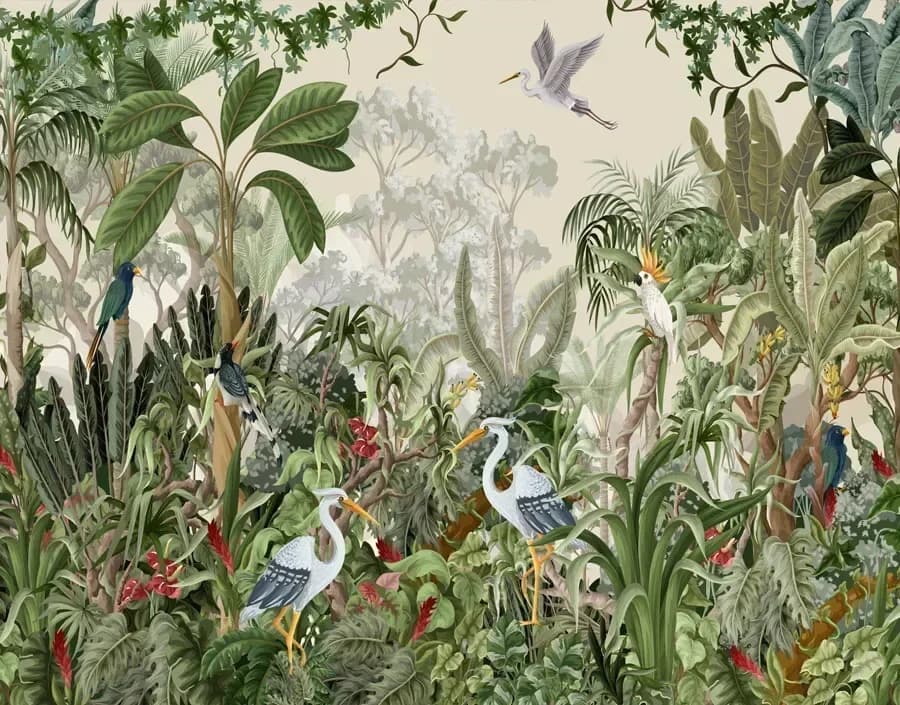 Papier peint autocollant 20+ motifs Flamingo Botanical Jungle Forest pour salon, décoration murale, 