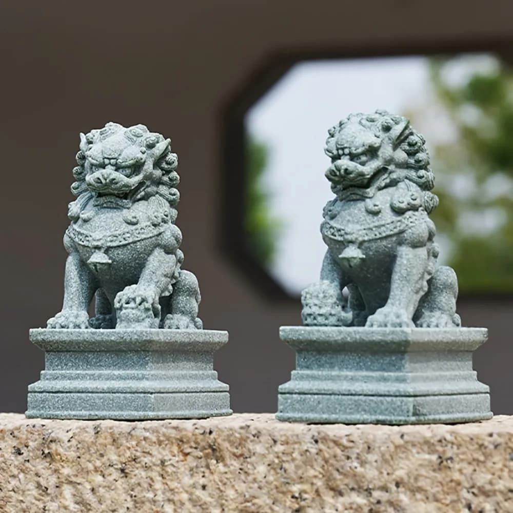 FU Foo chiens paire gardien Lion Statues chinois Feng Shui Figurines décoratives maison salon Bar ca