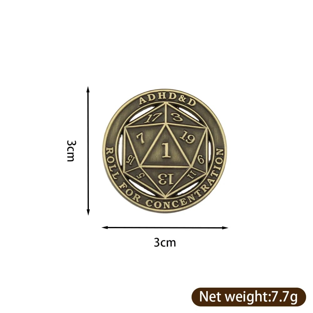 Broche en émail D20 amusante pour le jeu de rôle et la concentration, pour les joueurs, les gamers e