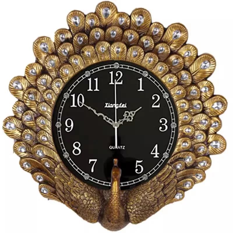 Horloge murale décorative haut de gamme Vintage, horloge murale en résine Peahen pour salon d'art mo