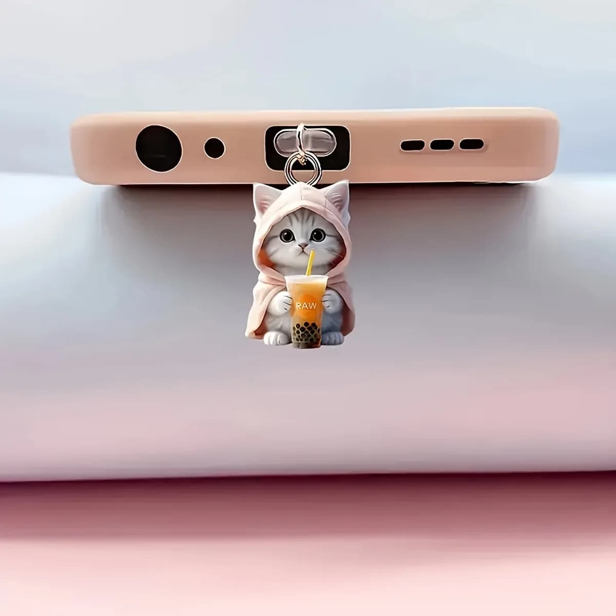 Accessoires décoratifs chat mignon, pendentif suspendu, bouchon anti-poussière universel pour téléph