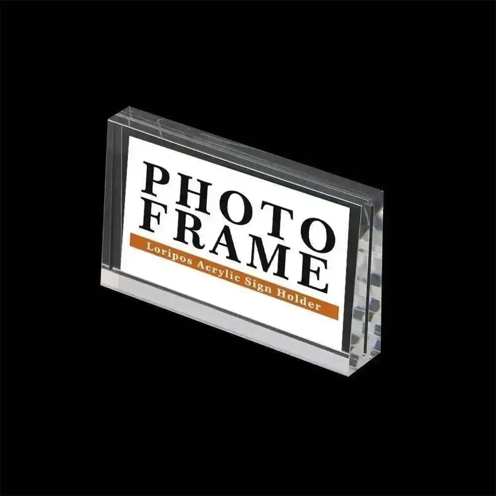 Bloc cube en acrylique transparent 54x100mm, support personnalisé pour cadre photo, étiquette de pri