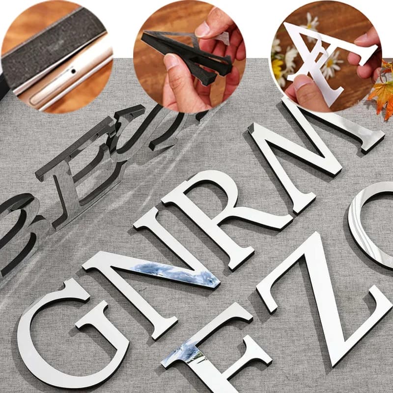 Autocollant mural en lettres anglaises 3D argentées, 10, 15, 20 cm, épaisseur 10 mm, acrylique auto-