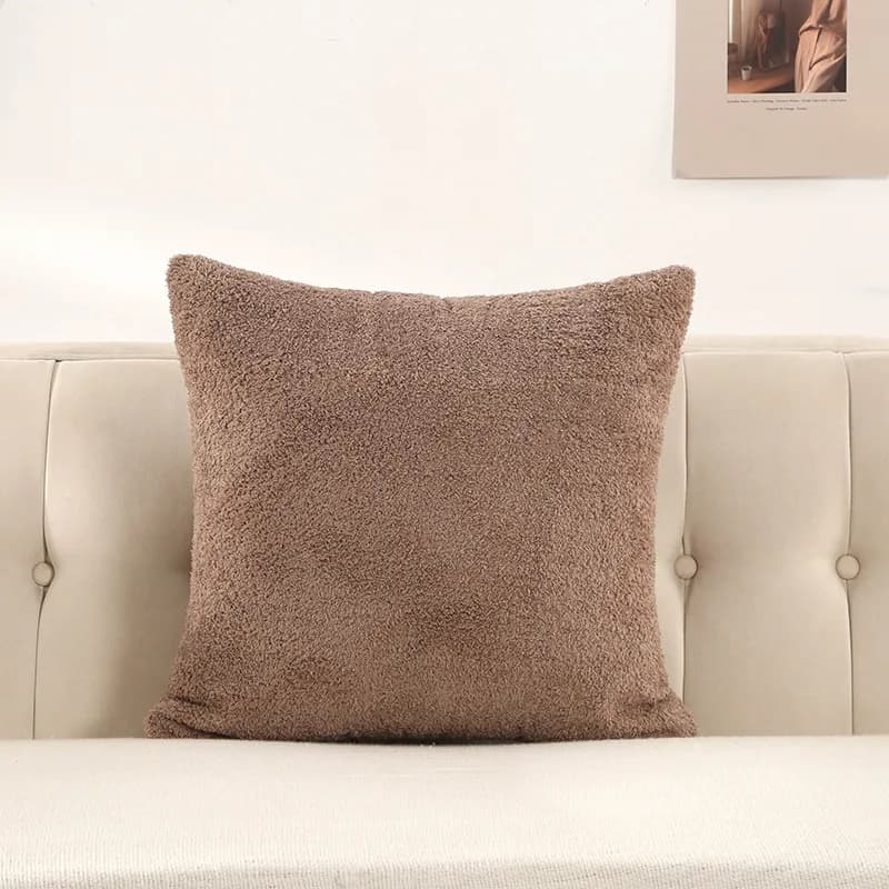 Juste de coussin en peluche pure, taie d'oreiller décorative en velours Teddy, dossier doux et confo