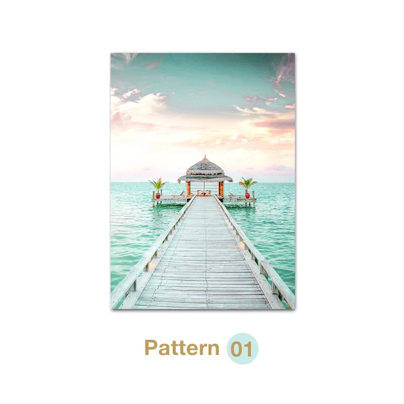 Peinture sur toile turquoise des Maldives pour décor de salon, affiches murales et impressions, phot