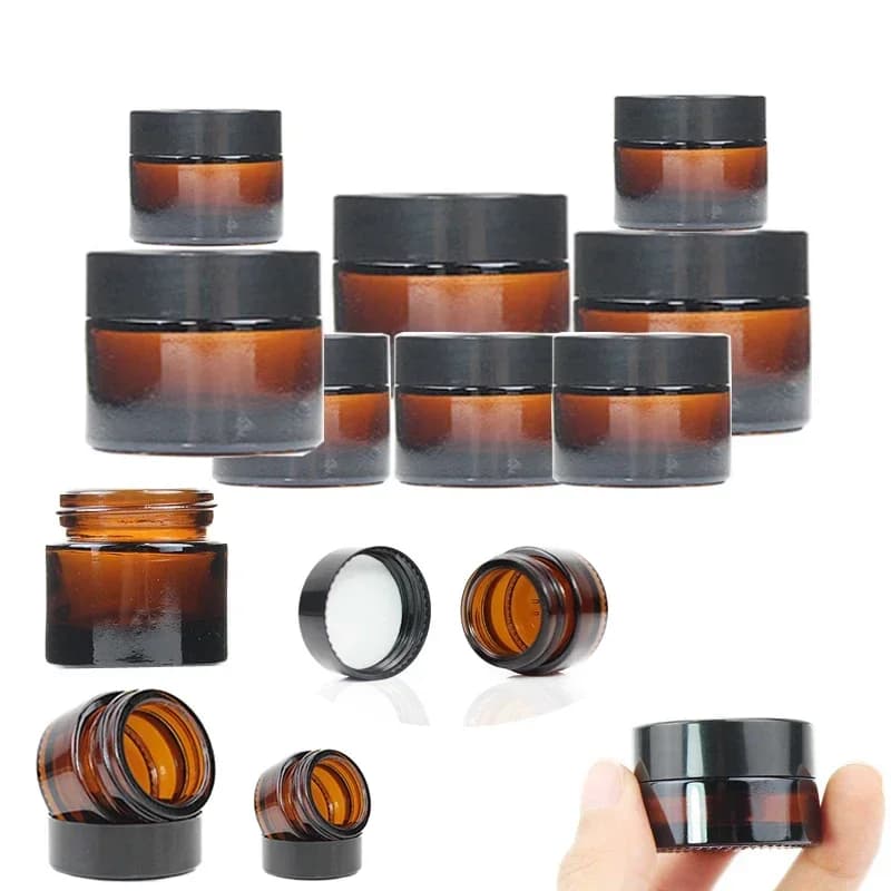 Bougeoirs en verre ambré, pot cosmétique pour crème pour le visage, bouteille africaine illable de t