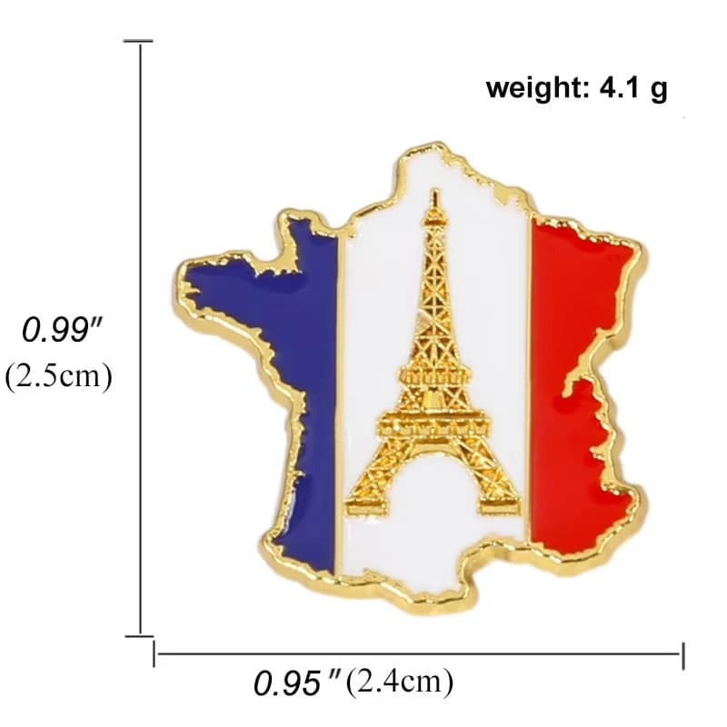 Broches en émail drapeau français, Tour Eiffel, carte de Paris, mignonnes broches en métal, badges s