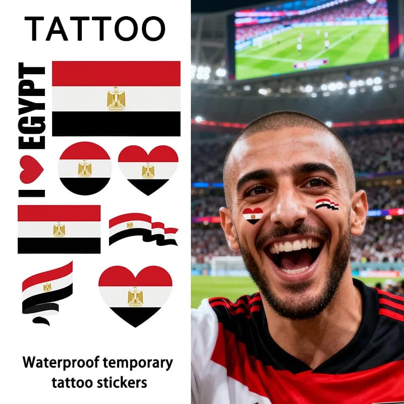 Autocollant de tatouage temporaire drapeau égyptien, longue durée et imperméable, pour festivals, fa