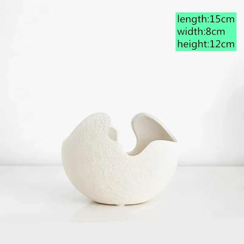 Vase en céramique blanche de style nordique pastChevmoderne, pot de fleur en coquille d'œuf, ornemen