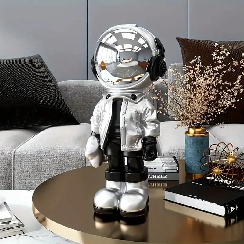 Statue d'astronaute en résine, artisanat de luxe léger, décoration pour salon, entrée, meuble TV, or