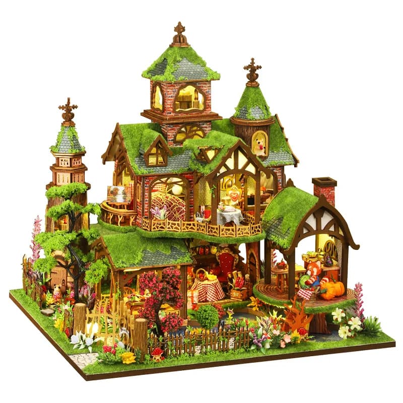 Kit de Modélisme en Bois DIY Forêt Fantastique Maisons de Poupées 3D Puzzle Maison de Poupée avec Me