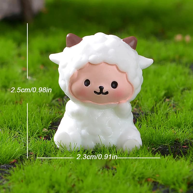 Micro ornement de paysage de mouton de dessin animé mignon, figurine d'agneau Auckland, décorations 