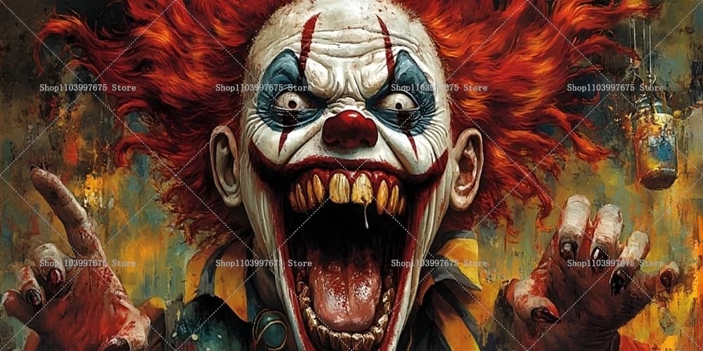 Bannière de porte de Garage Clown Horrible d'halloween 2D, décor de fête d'halloween, arrière-plan d